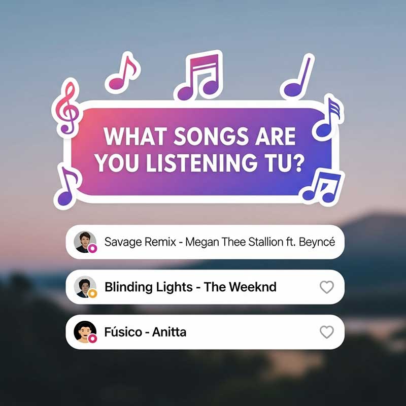 Instagram story with a question sticker asking for song suggestions
