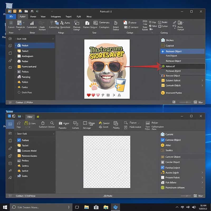 showing a Windows 11 desktop with Paint open