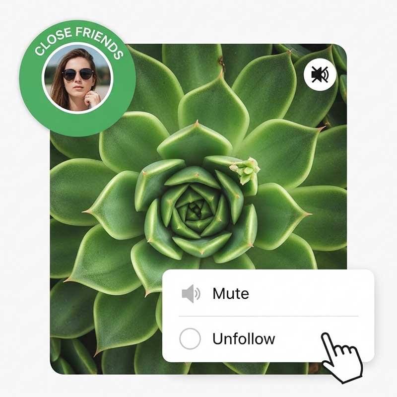 Instagram story with a green Close Friends ring