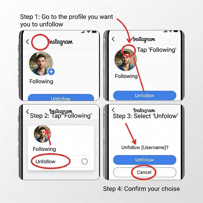 Unfollow Step-by-Step