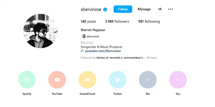 Shervin Hajipour's Instagram account