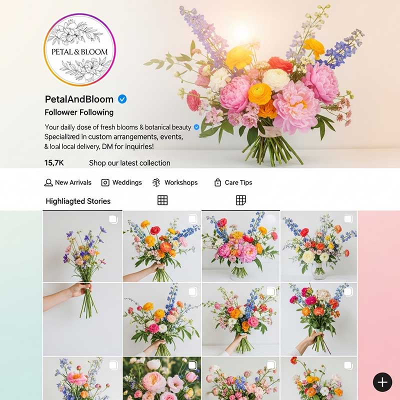Instagram profile page for a flower sho