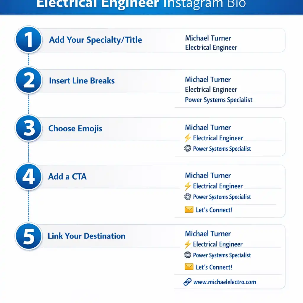 Step-by-step formatting guide for electrical engineer Instagram bios