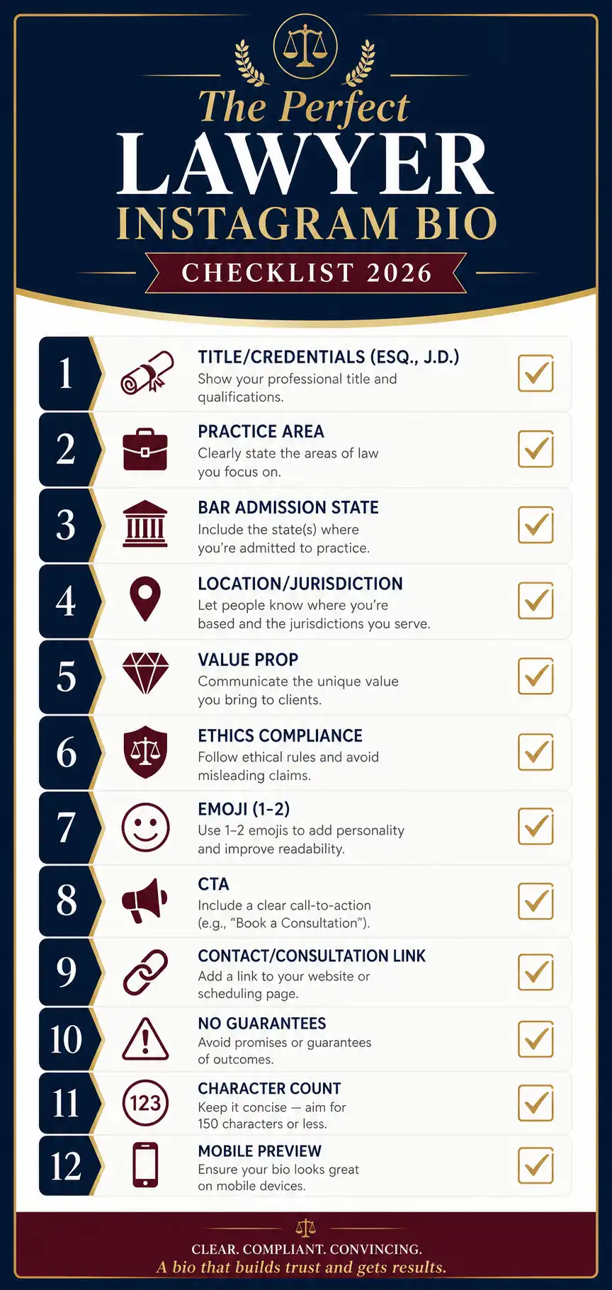 Complete checklist for creating the perfect lawyer Instagram bio