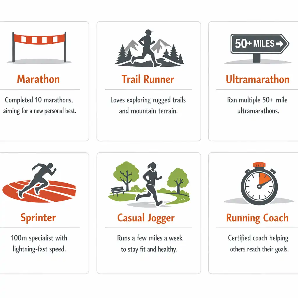 Instagram bio ideas for different types of runners including marathon trail ultramarathon sprinter and casual jogger