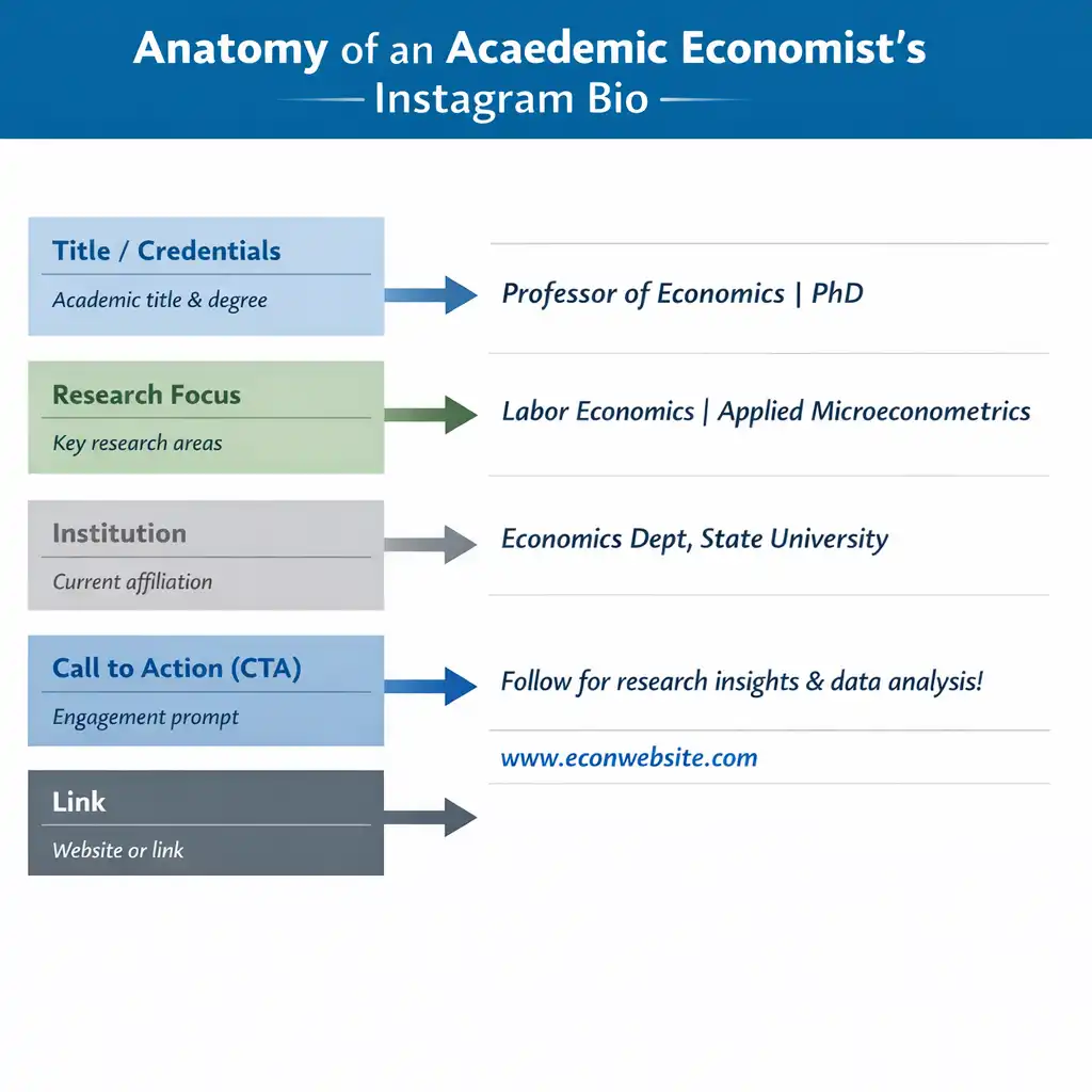 Academic economist Instagram bio structure and essential elements