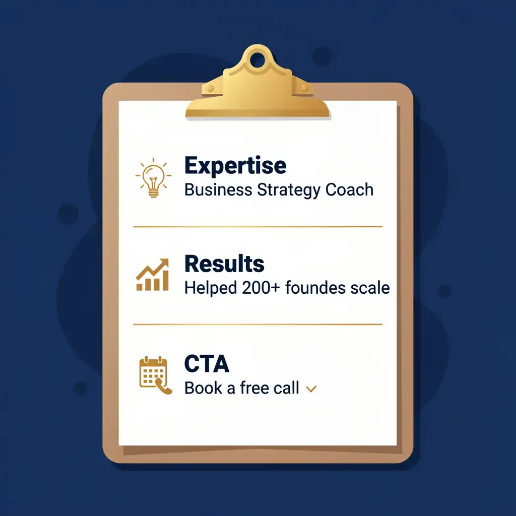 Instagram bio ideas for business coaches and consultants showing expertise niche results and booking call to action