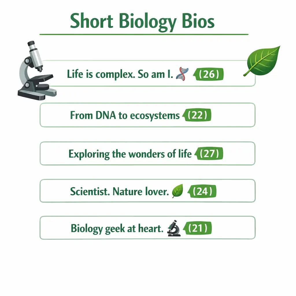 Short and bold Instagram bio examples for biologists with character counts
