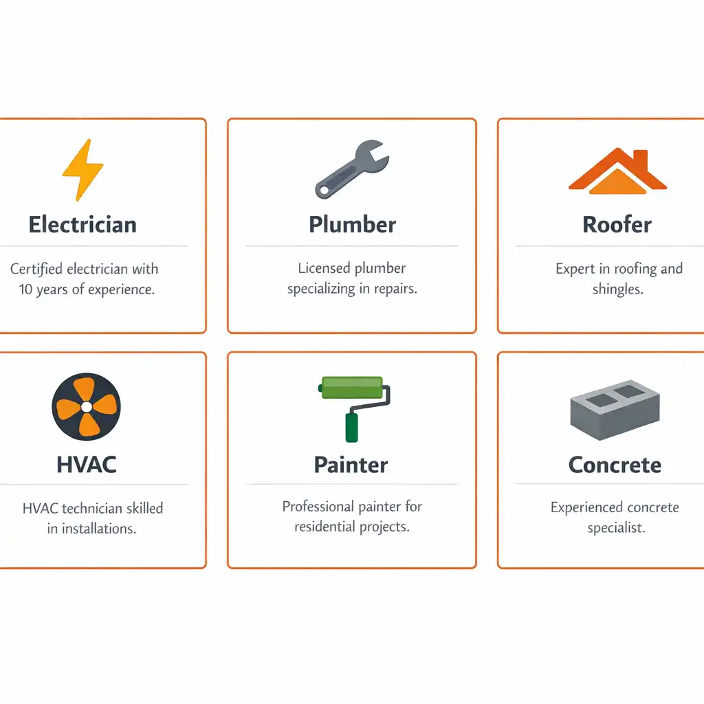 	Instagram bio ideas for construction subcontractors and specialists including electrician plumber roofer and HVAC contractor examples